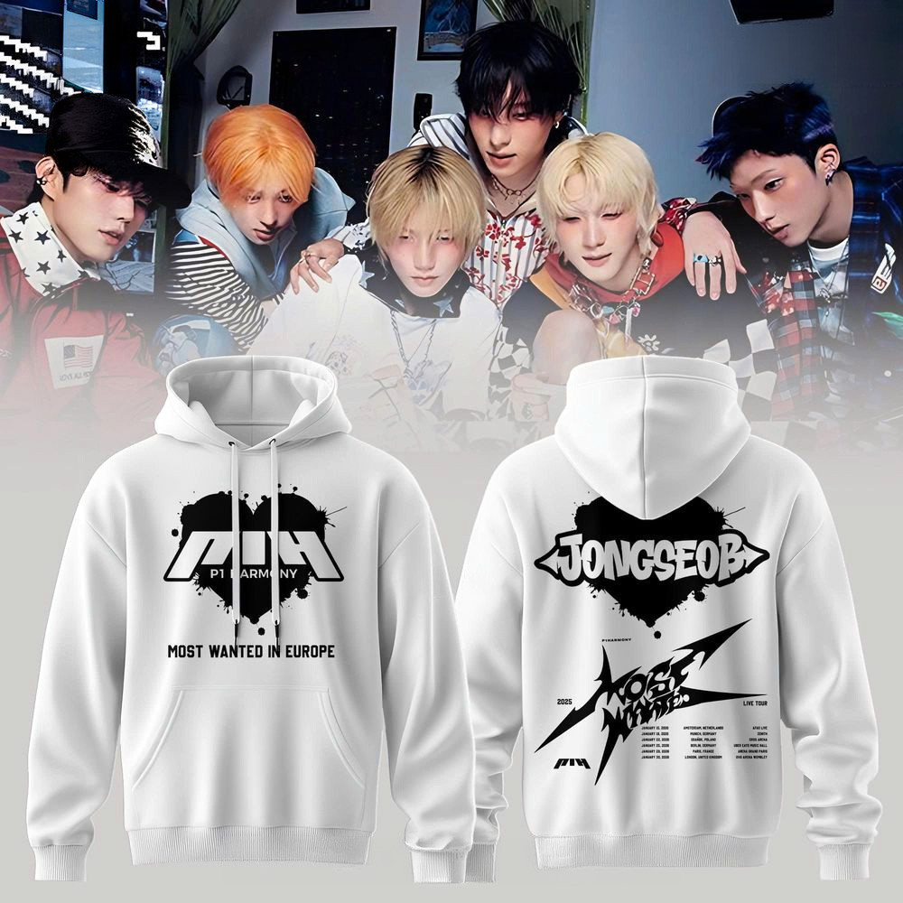 P1Harmony Most Wanted In Europe Hoodie Kim Jong-seob P1Harmony Merch Gifts For Boy Band Fans