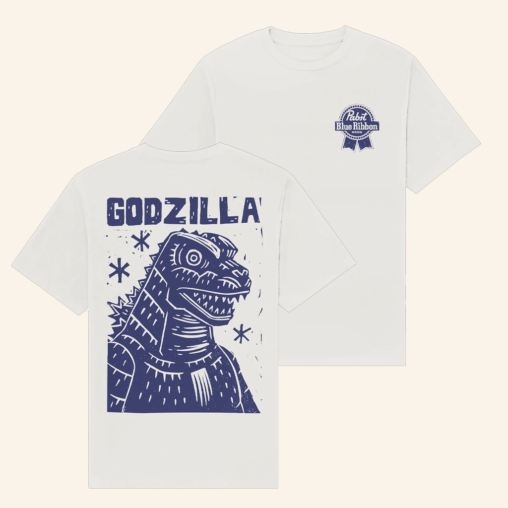 Pabst Blue Ribbon Merch Godzilla Portrait White T-Shirt Cool Christmas Gifts For Guys