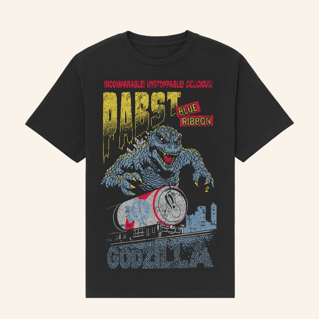 Pabst Blue Ribbon Merch Godzilla Runaway Pbr Train Black T-Shirt Christmas Present For Him Pabst Blue Ribbon Merch Godzilla Runaway Pbr Train Black T-Shirt Christmas Present For Him