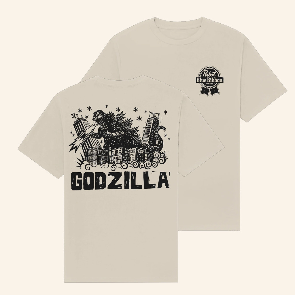 Pabst Blue Ribbon Merch Pbr X Godzilla X Attack Peter T-Shirt Gift Ideas For Friends