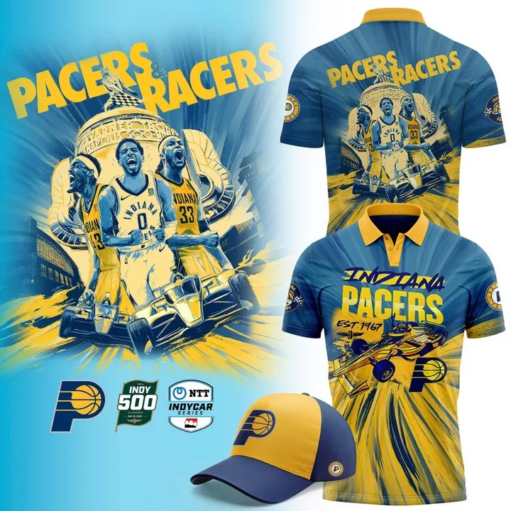 Pacers & Racing 2025 Polo Shirt And Hat Indiana Pacers Merch Basketball Lovers Gifts