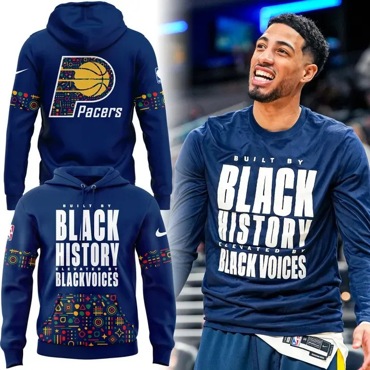 Pacers Built By Black History Elevated By Black Voices Hoodie Indiana Pacers Fan Merch Gifts