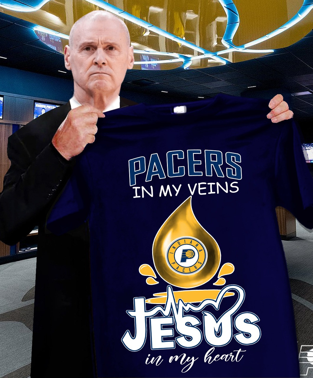 Pacers In My Veins Jesus In My Heart Shirt Faith Basketball Gifts For Indiana Pacers Fans