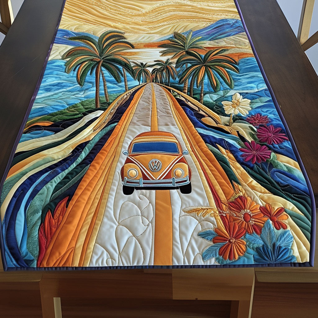 Pacific Road Trip Quilted Table Runner Beach Theme Table Runner Family Holiday Gifts