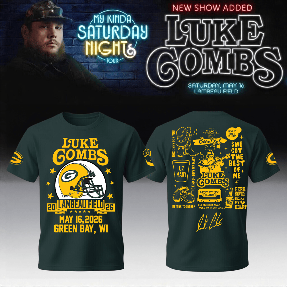 Packers x Luke Combs Merch My Kinda Saturday Night Tour 2026 Shirt Great Gift Ideas