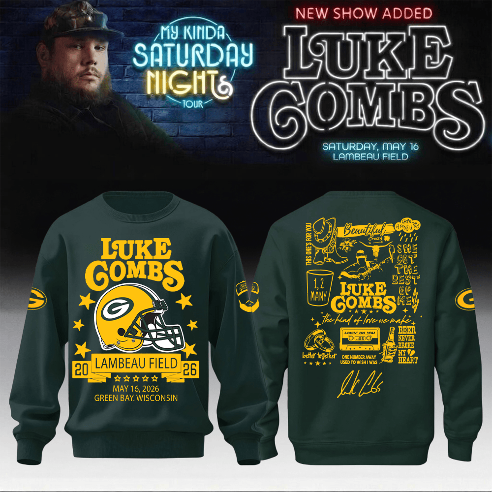 Packers x Luke Combs Merch My Kinda Saturday Night Tour 2026 Sweatshirt Football Clothing