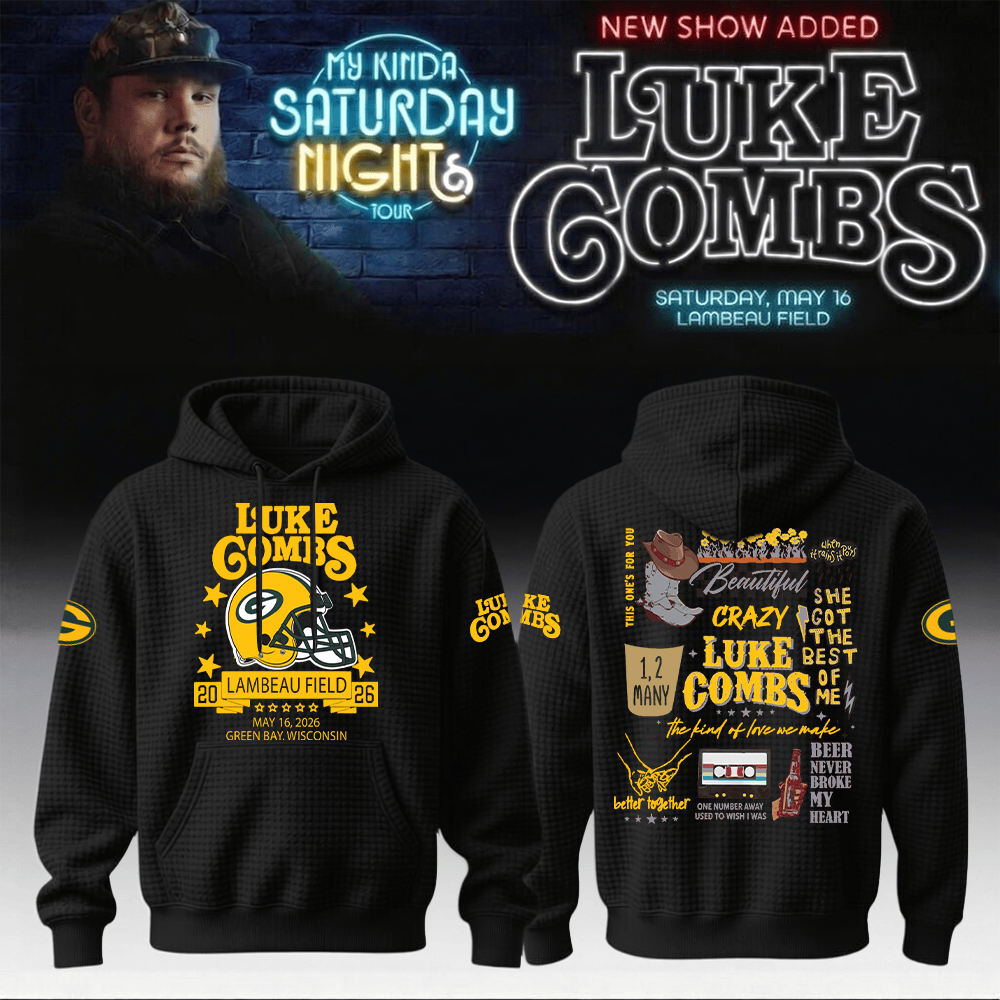 Packers x Luke Combs Merch My Kinda Saturday Night Tour Hoodie Best Fans Gear