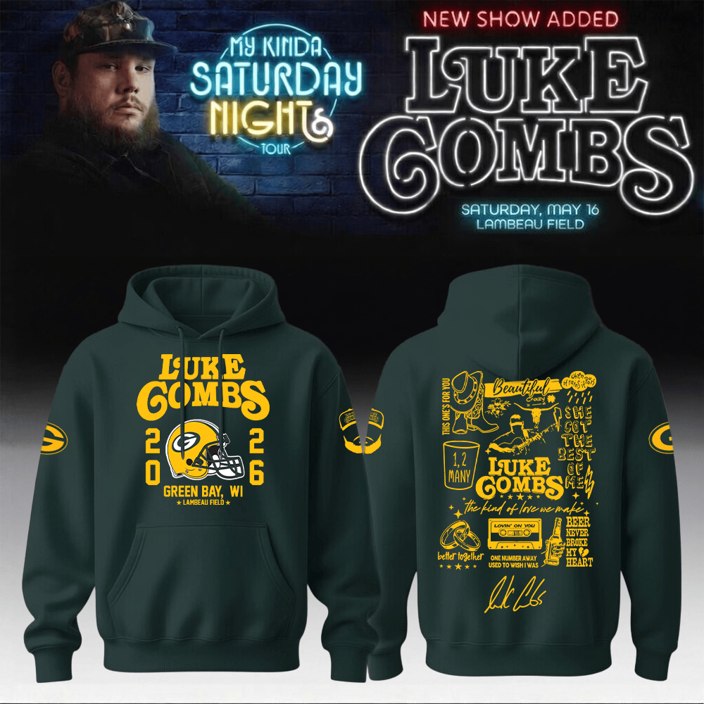 Packers x Luke Combs Merch My Kinda Saturday Night Tour Hoodie Football Gear For Friends