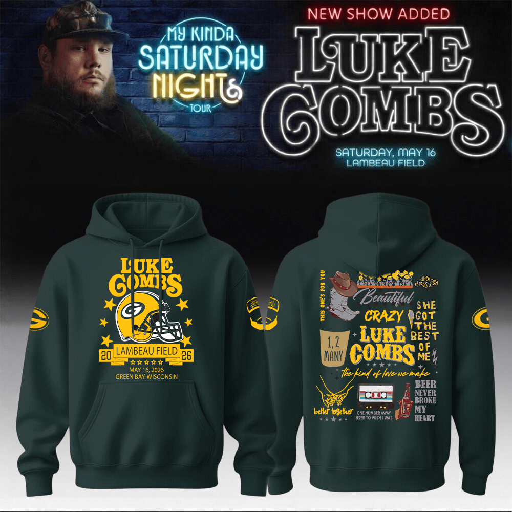 Packers x Luke Combs Merch My Kinda Saturday Night Tour Hoodie Green Bay Packers Clothes