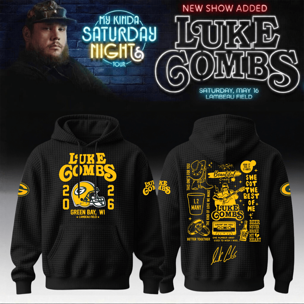 Packers x Luke Combs Merch My Kinda Saturday Night Tour Hoodie Music Apparel Fan Gift