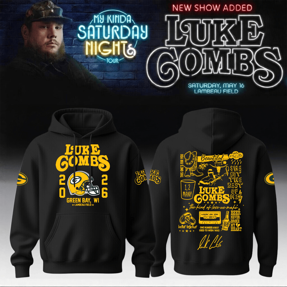 Packers x Luke Combs Merch My Kinda Saturday Night Tour Hoodie Music Concert Apparel