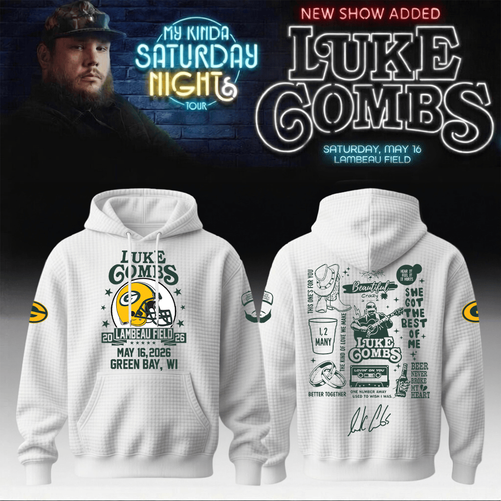 Packers x Luke Combs Merch My Kinda Saturday Night Tour Hoodie Music Hooded Sweatshirt