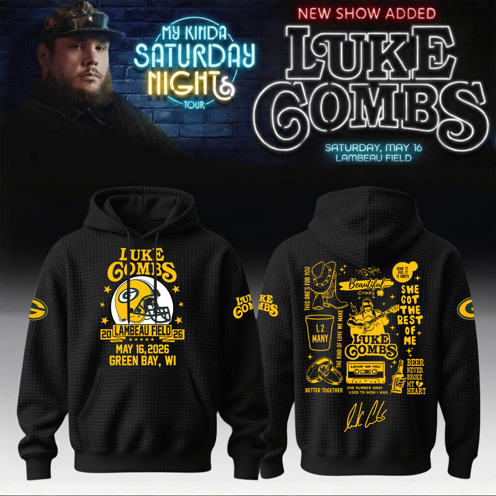 Packers x Luke Combs Merch My Kinda Saturday Night Tour Hoodie Packers 2026 Apparel