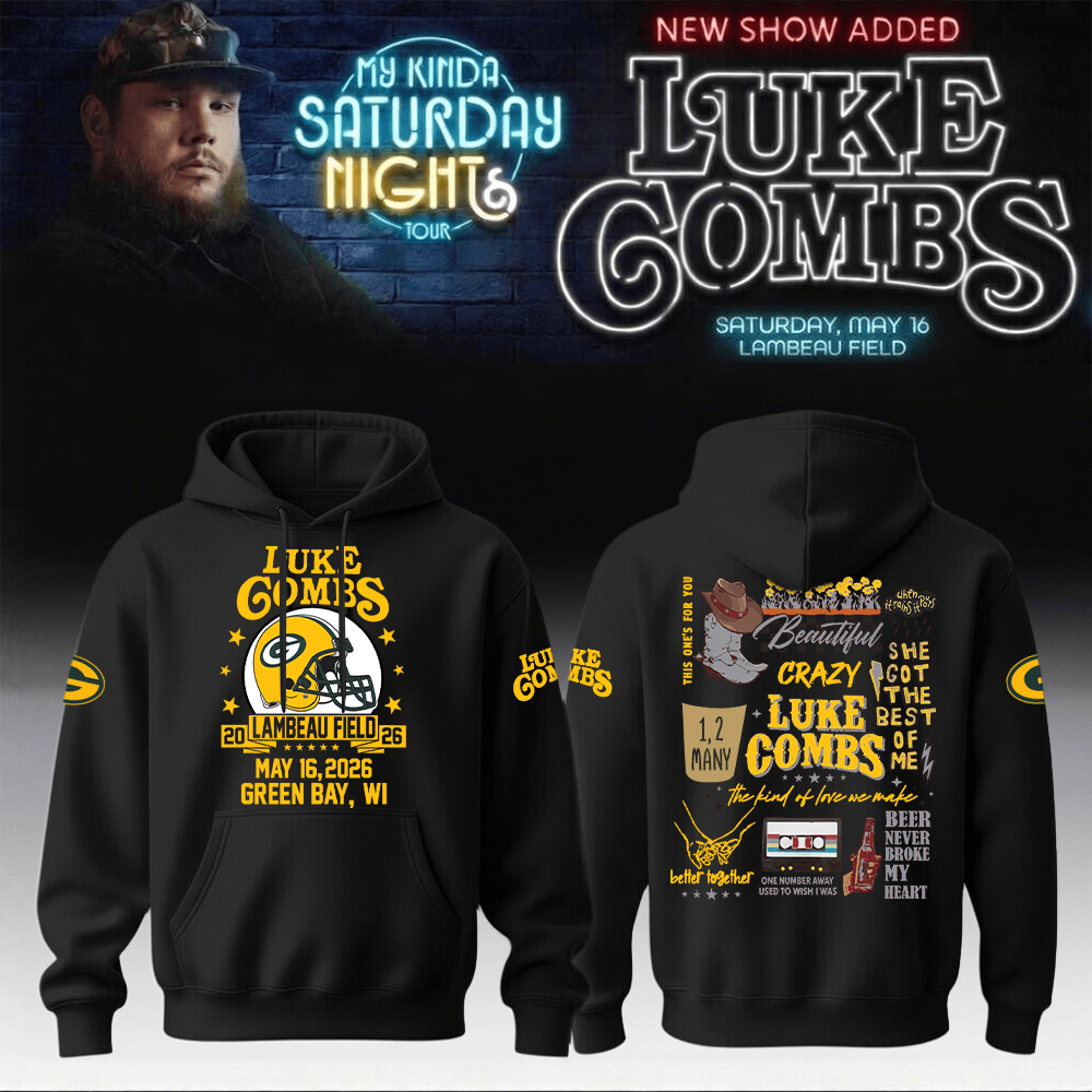 Packers x Luke Combs Merch My Kinda Saturday Night Tour Hoodie Packers Fan Apparel
