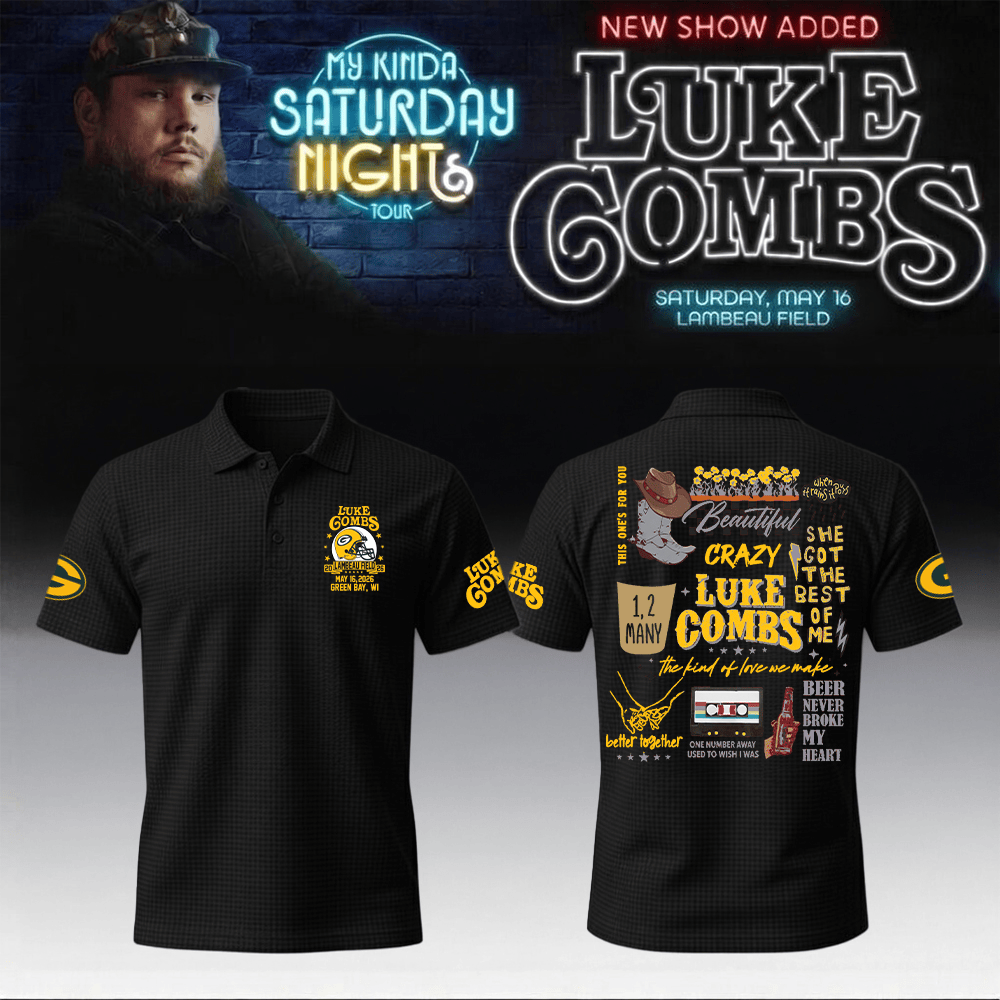 Packers x Luke Combs Merch My Kinda Saturday Night Tour Polo Shirt Best Music Gift