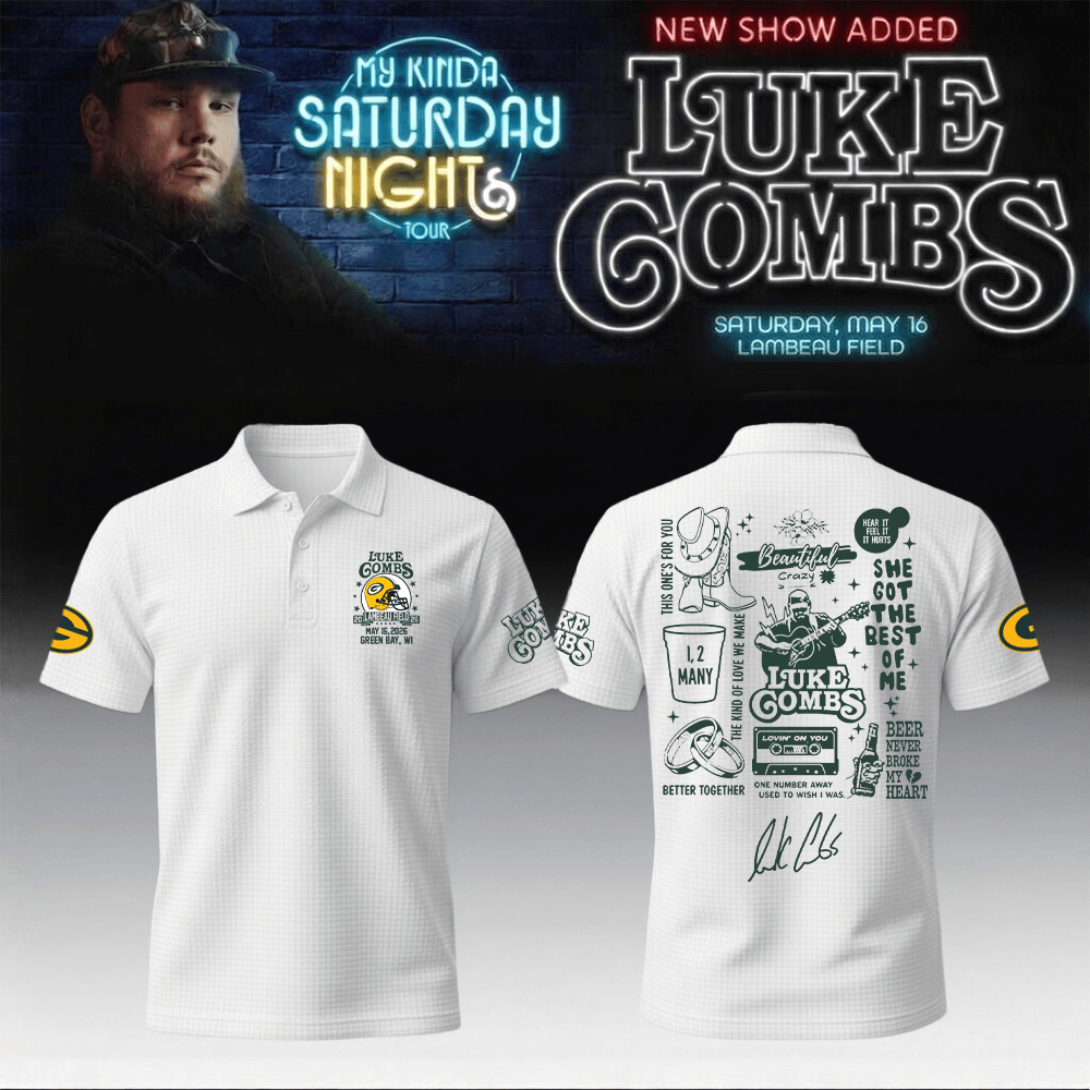 Packers x Luke Combs Merch My Kinda Saturday Night Tour Polo Shirt Great Present Ideas