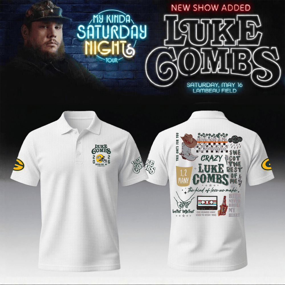 Packers x Luke Combs Merch My Kinda Saturday Night Tour Polo Shirt Luke Combs 2026 Shirt