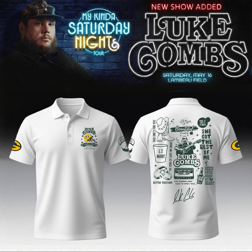 Packers x Luke Combs Merch My Kinda Saturday Night Tour Polo Shirt Music Clothes For Friends