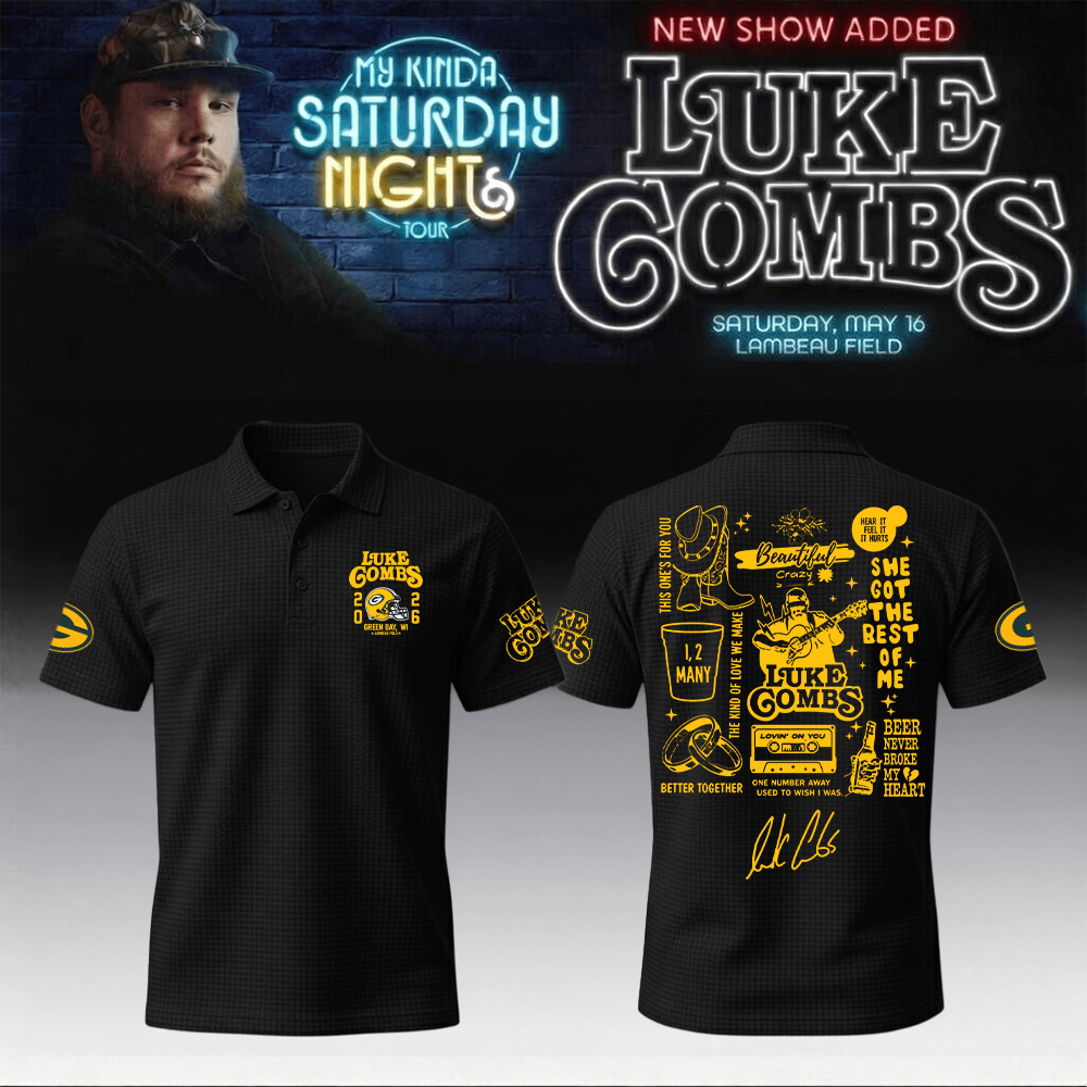 Packers x Luke Combs Merch My Kinda Saturday Night Tour Polo Shirt Unique Gift For Him