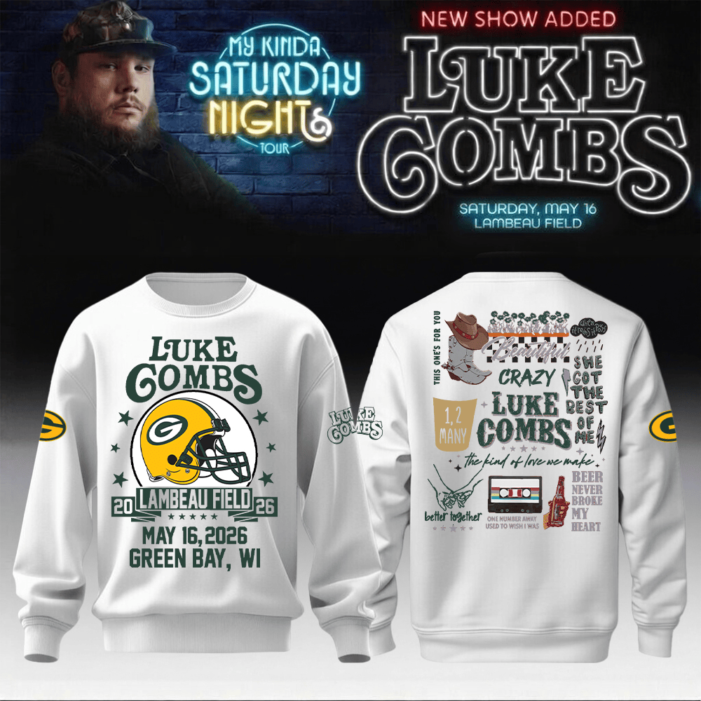 Packers x Luke Combs Merch My Kinda Saturday Night Tour Sweatshirt Lambeau Field Clothing
