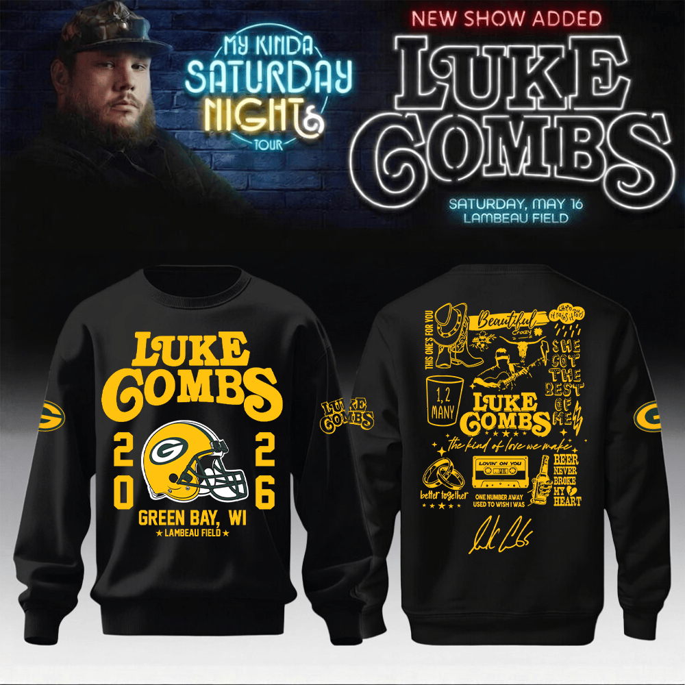 Packers x Luke Combs Merch My Kinda Saturday Night Tour Sweatshirt Music Clothing