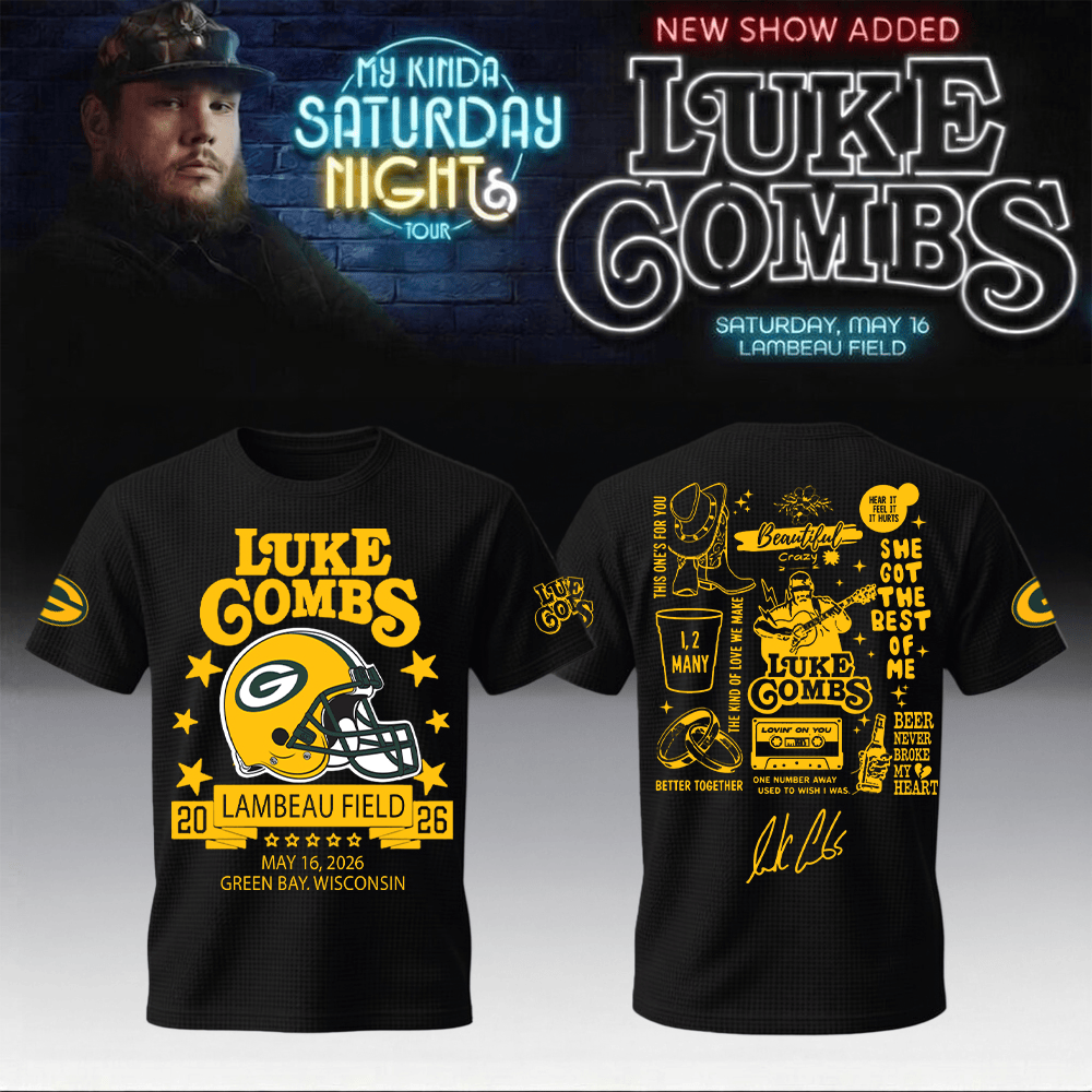 Packers x Luke Combs Merch My Kinda Saturday Night Tour T-Shirt Football Clothes For Fans