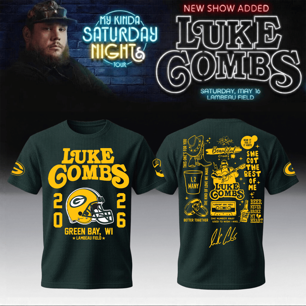 Packers x Luke Combs Merch My Kinda Saturday Night Tour T-Shirt Football Gears