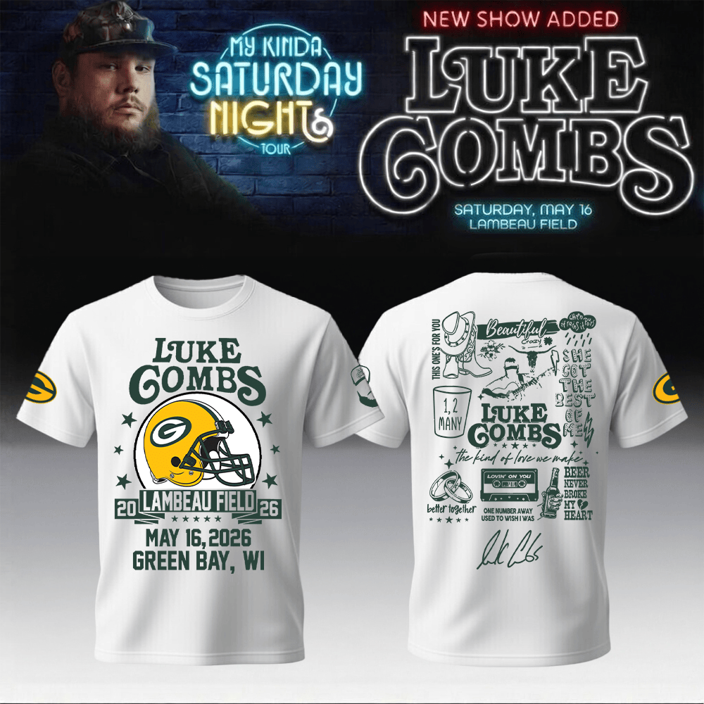 Packers x Luke Combs Merch My Kinda Saturday Night Tour T-Shirt Green Bay Packers Shirt
