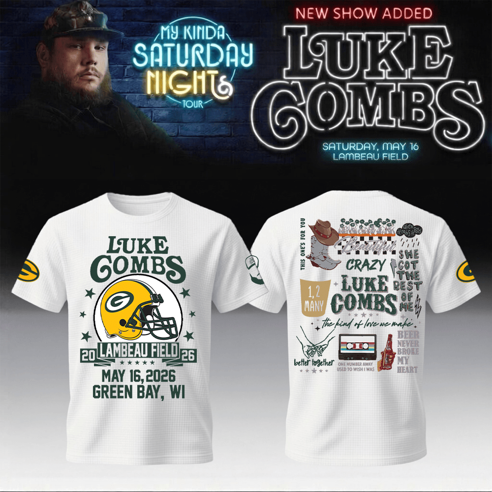 Packers x Luke Combs Merch My Kinda Saturday Night Tour T-Shirt Lambeau Field Clothes Fan Gear