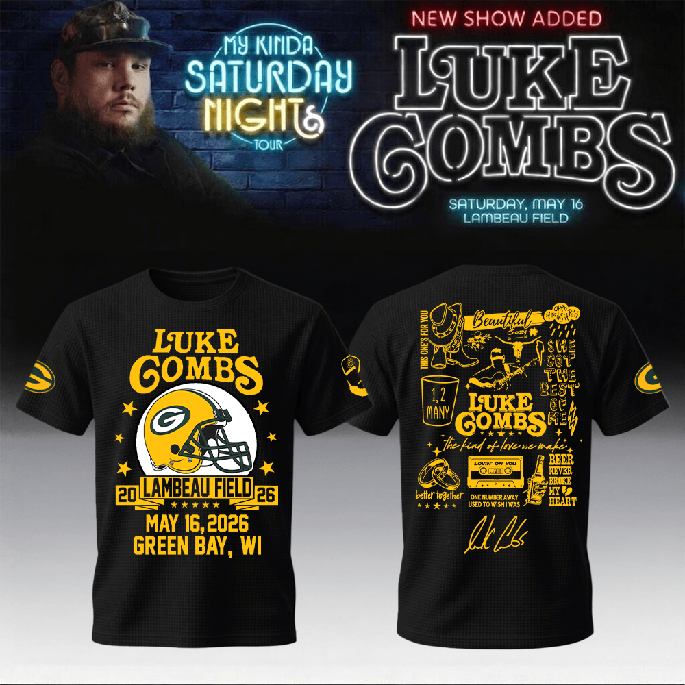 Packers x Luke Combs Merch My Kinda Saturday Night Tour T-Shirt Lambeau Field Clothing Line