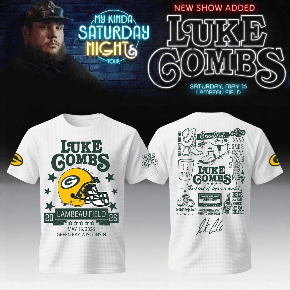 Packers x Luke Combs Merch My Kinda Saturday Night Tour T-Shirt Luke Combs 2026 Apparel