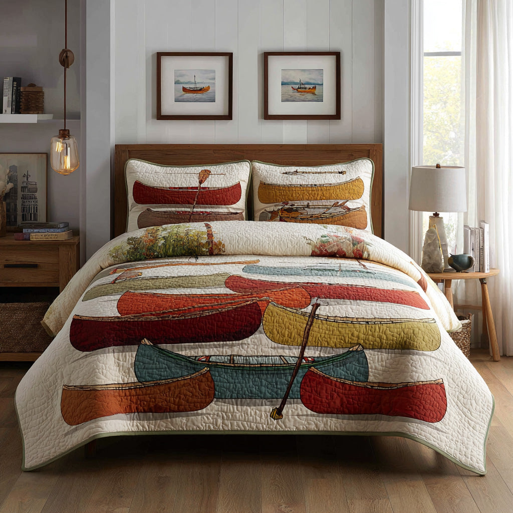 Paddle Quest Quilted Bedding Set Forest Bedroom Decor Christmas Gifts For Husband