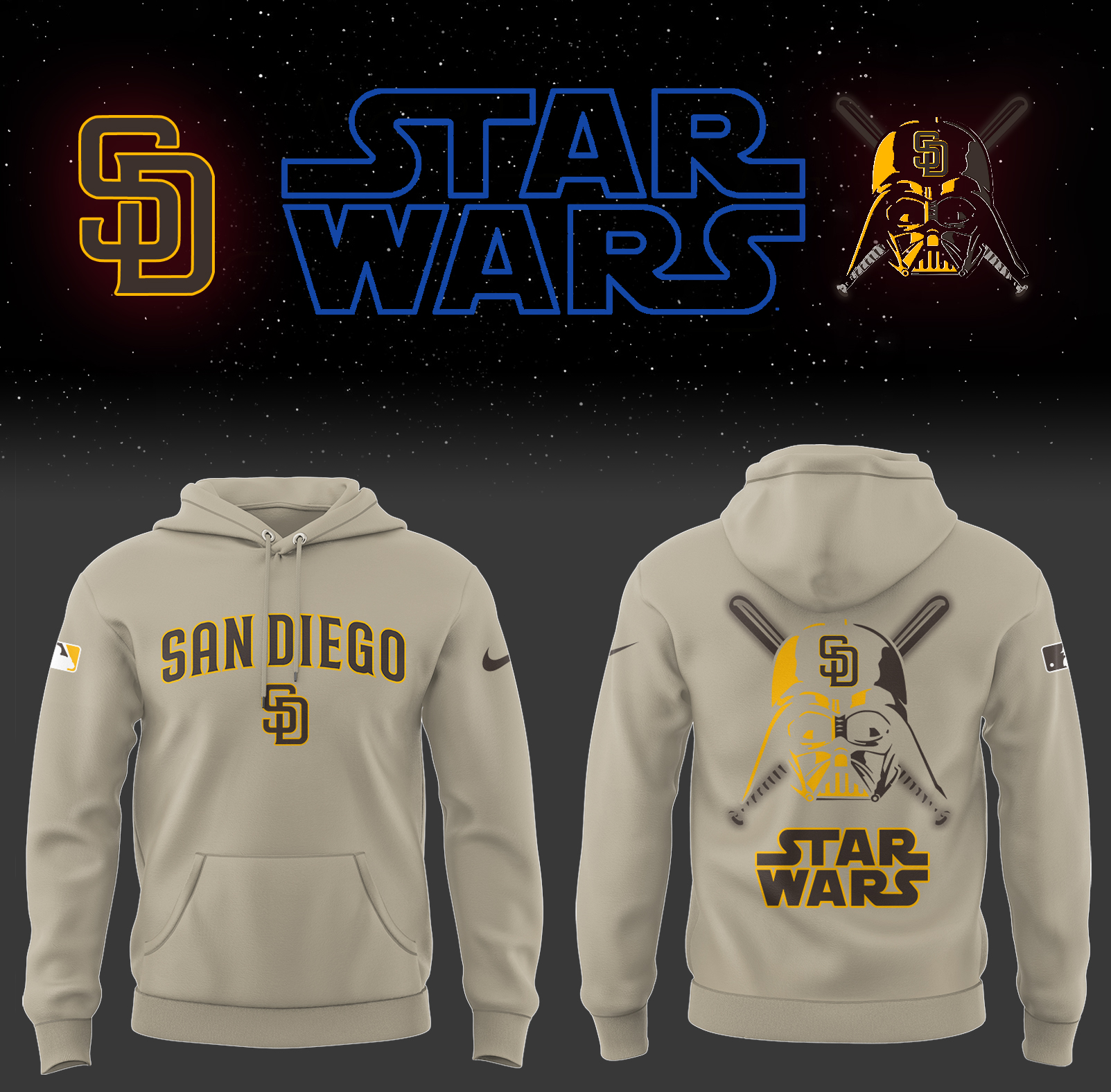 Padres Baseball 2025 Padres x Star Wars Hoodie Gifts For Baseball Players