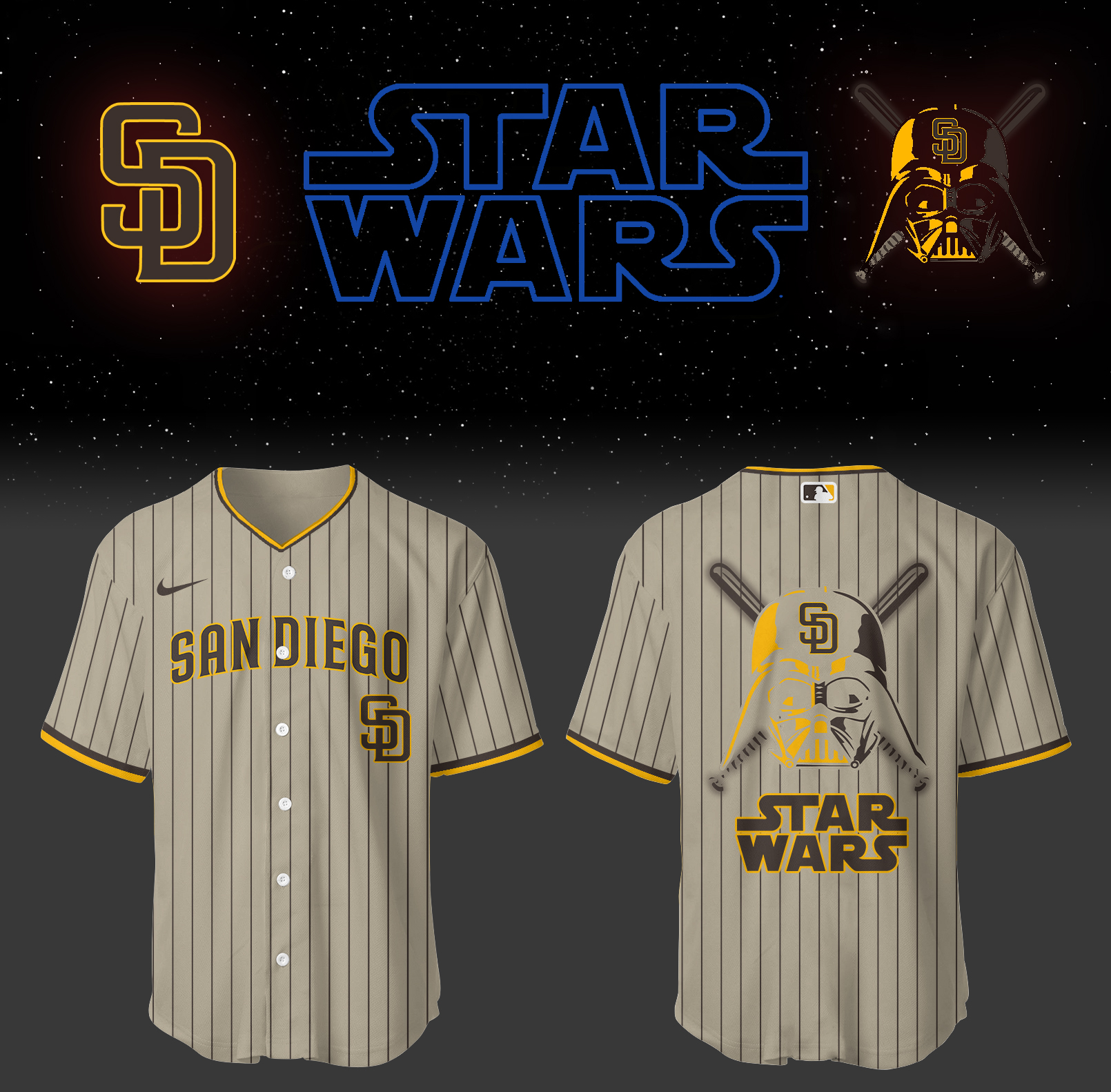 Padres Baseball 2025 Padres x Star Wars Jersey Baseball Coach Gift Ideas