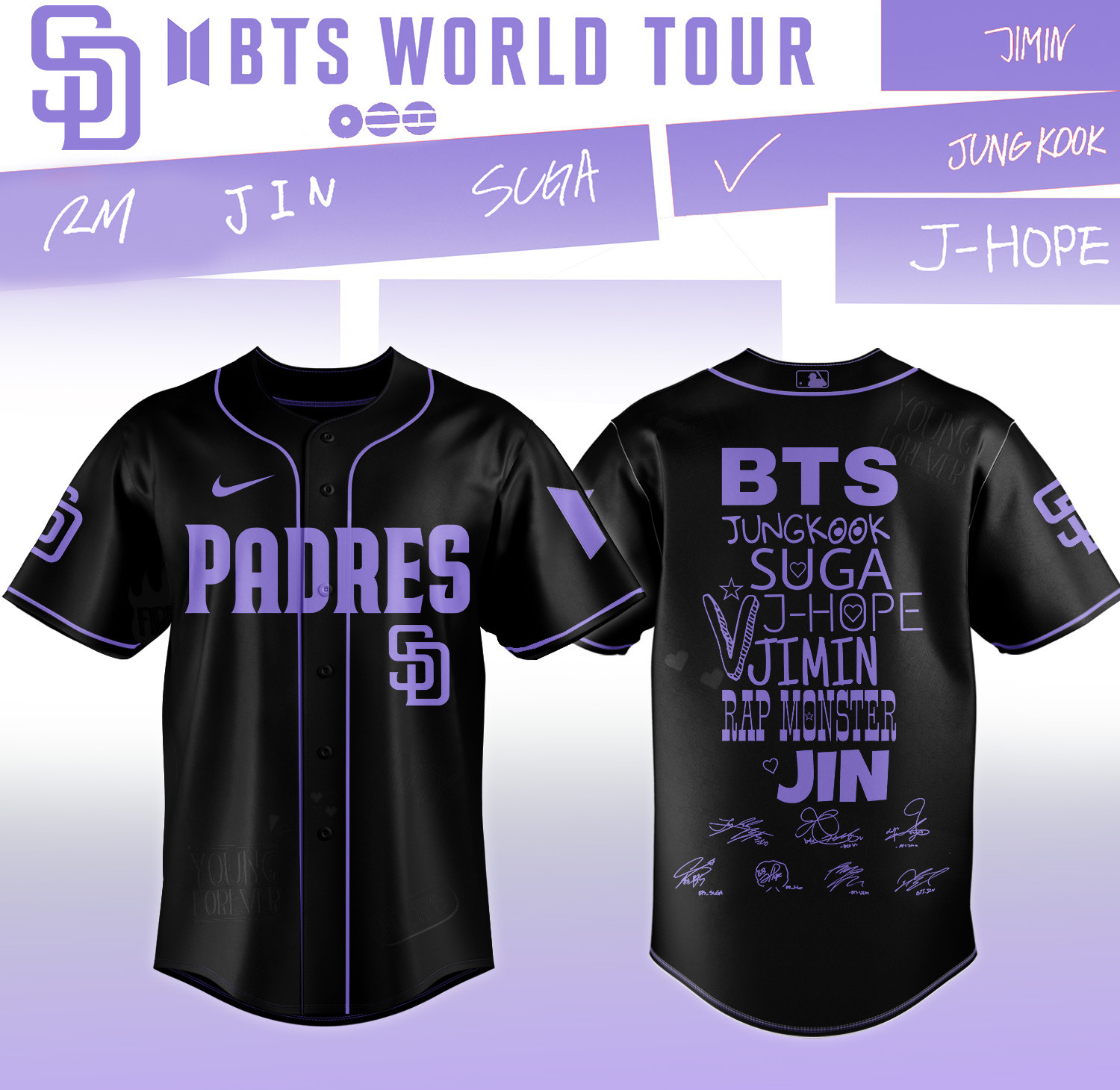 Padres x BTS Arirang World Tour 2026 Jersey 2026 MLB Playoffs Merch Unique Present For Brother