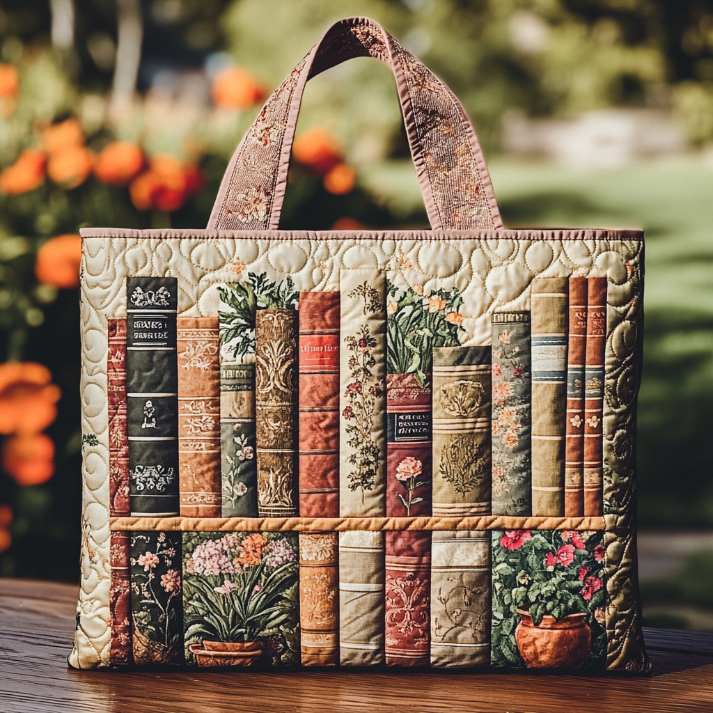 Page Blossom Quilted Tote Bag Gift Ideas For Book Lovers