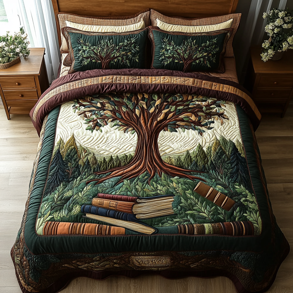 Page Forest Quilted Bedding Set Best Comforter Sets Great Book Lover Gift Ideas