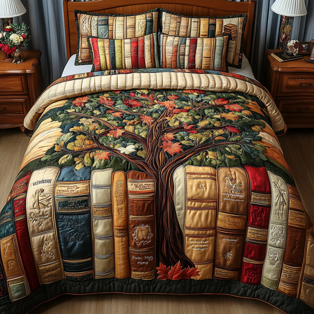 Page Peace Quilted Bedding Set Cute Bedroom Decor Christmas Presents For Book Lovers