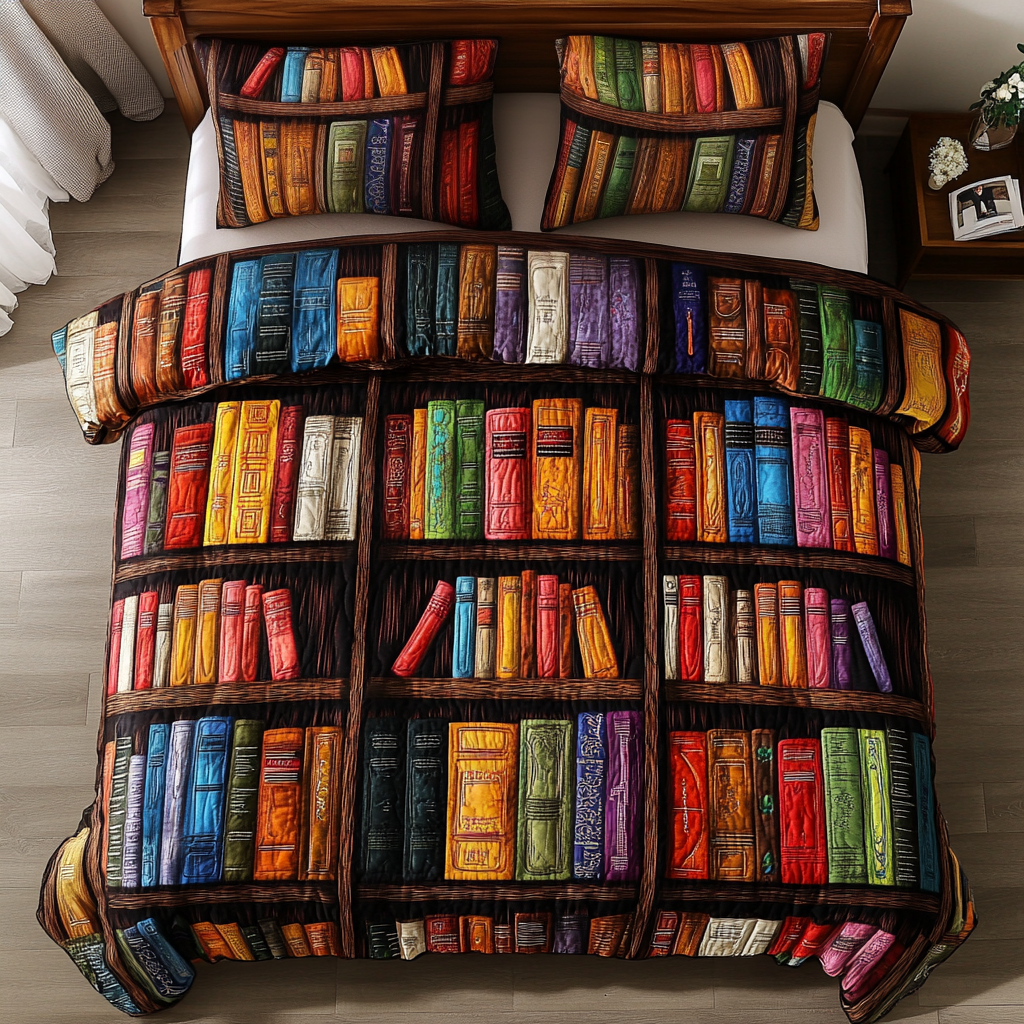 Page Turner Quilted Bedding Set Christmas Bed Sheets Gifts For Readers