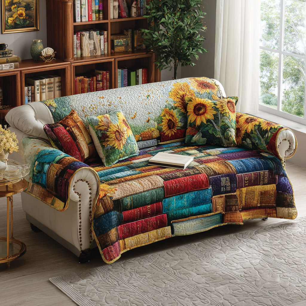 Pages of Comfort Quilted Sofa Cover Home Decorattions Gift For Book Lover