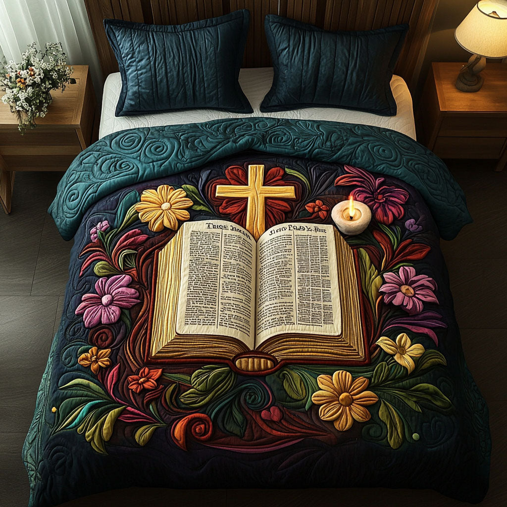 Pages of Grace Quilted Bedding Set Best Bedspread Set Christian Gifts For Girlfriend