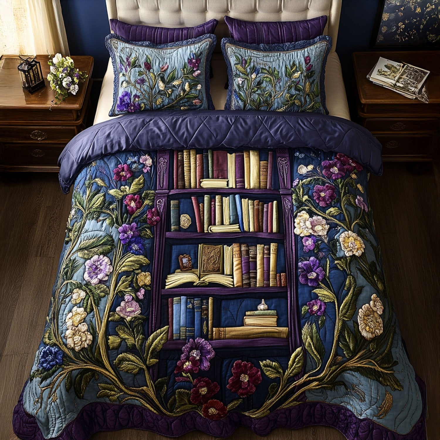 Pages of Paradise Quilted Bedding Set Christmas Bed Sheets Book Gifts For Ladies