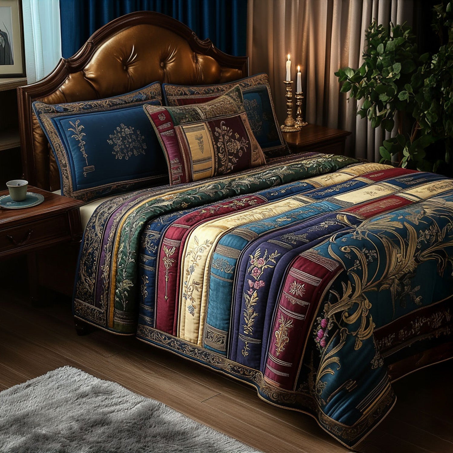 Pages of the Past Quilted Bedding Set Bed Room Decoration Gifts For Book Lovers Friends