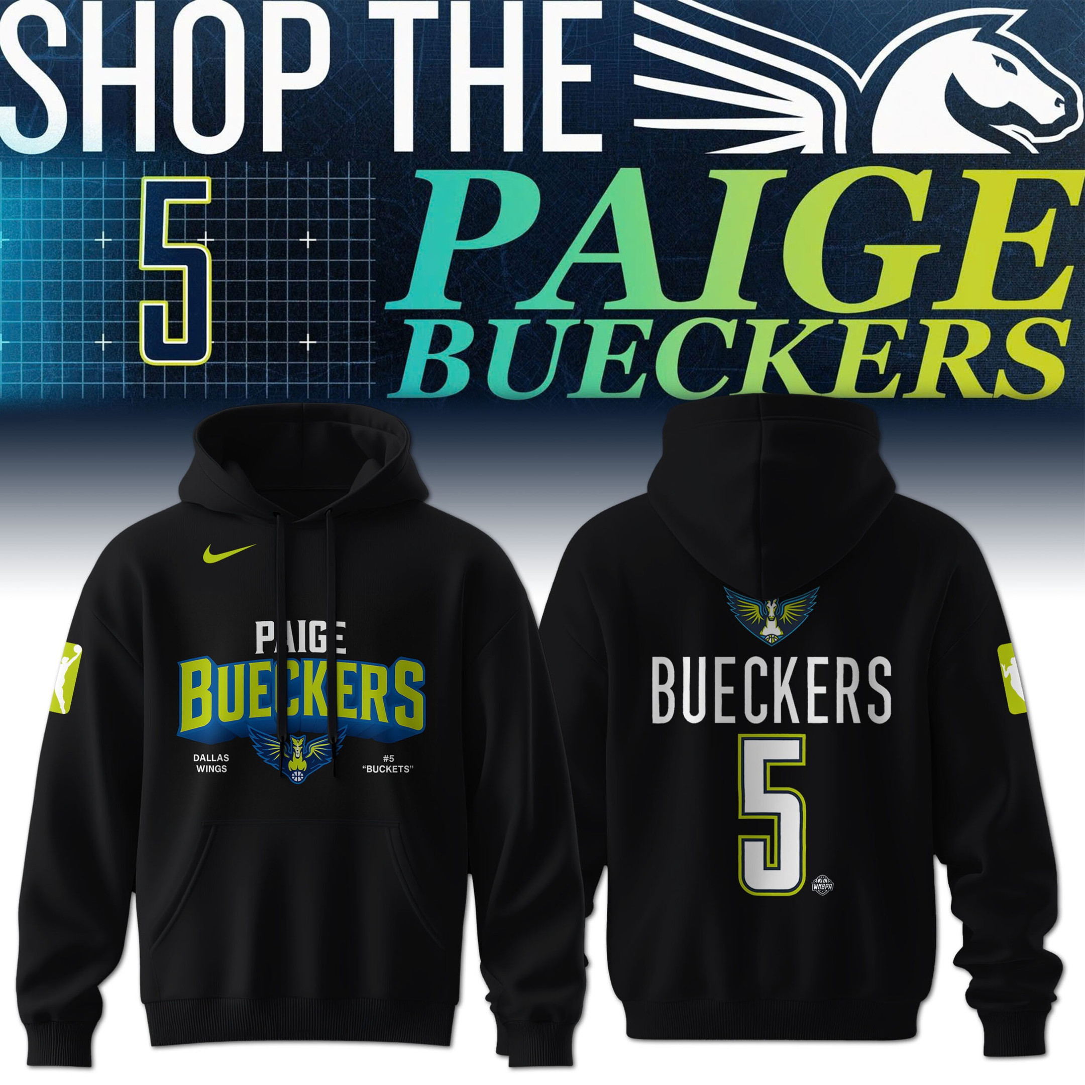 Paige Bueckers Dallas Wings #5 Buckets Nike Rebel Edition Hoodie Basketball Merch Fan Gear