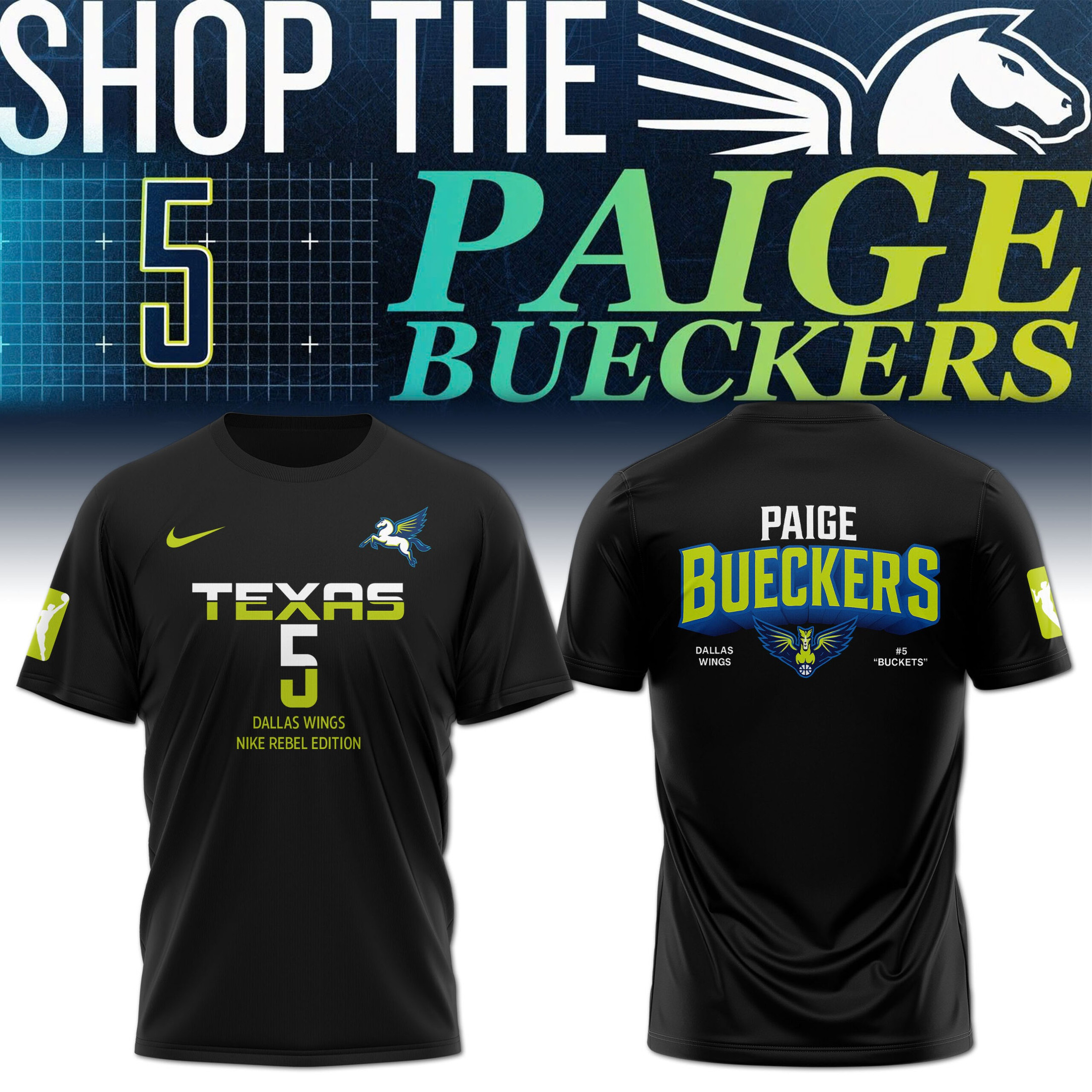 Paige Bueckers Dallas Wings #5 Buckets Nike Rebel Edition Shirt Women's Basketball Fan Merch