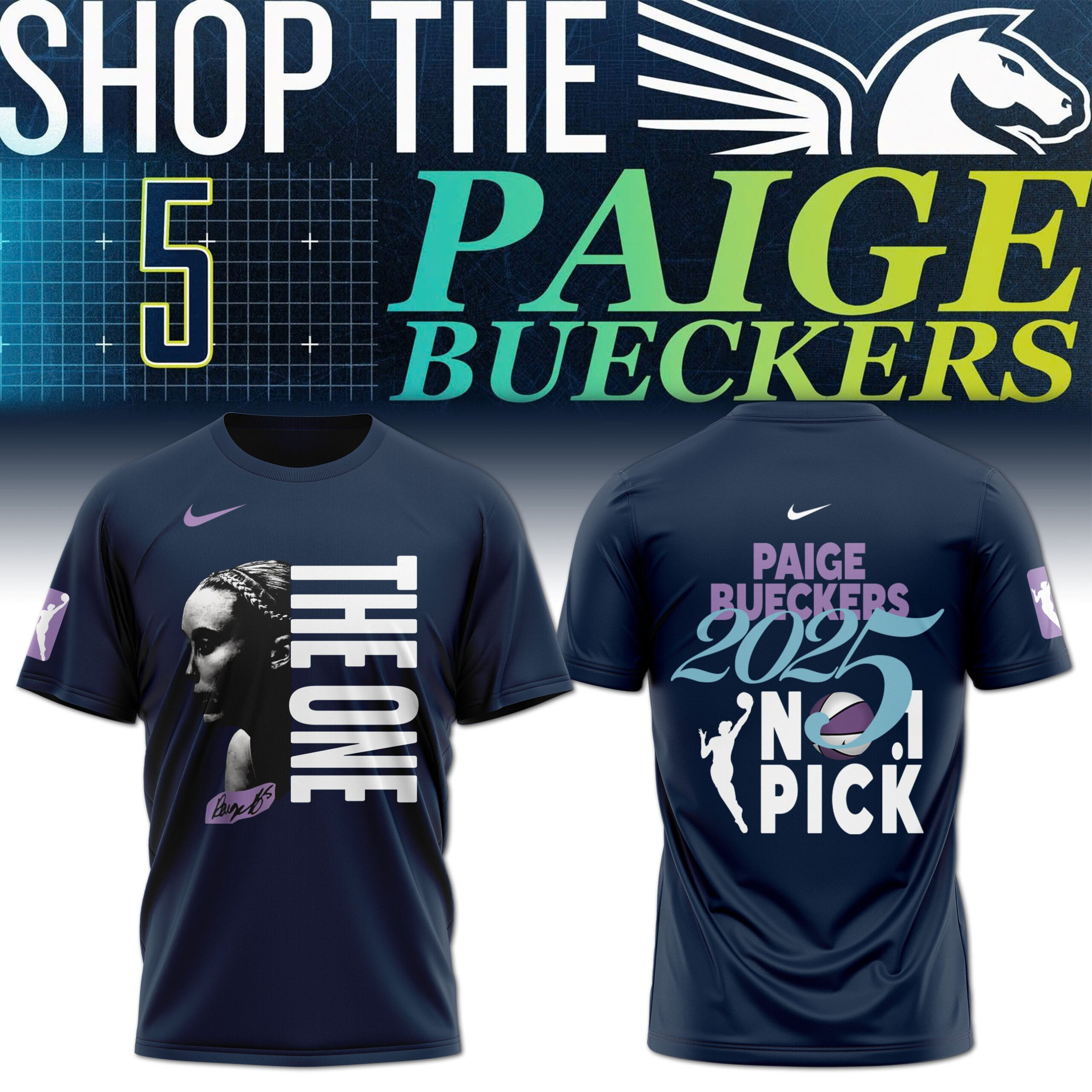 Paige Bueckers Dallas Wings The One 2025 WNBA T-Shirt No.1 Pick Fan Merch Apparel