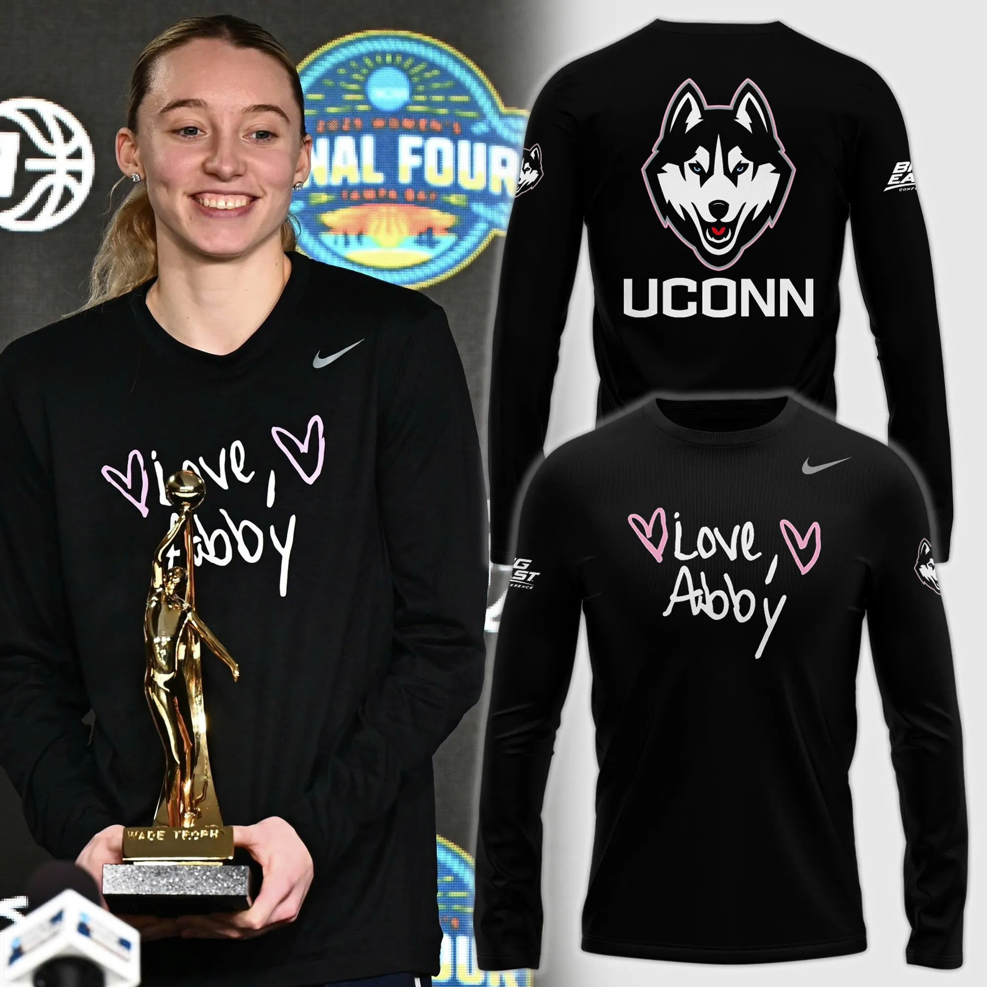 Paige Bueckers Love Abby Long Sleeve Shirt Uconn Women's Basketball National Champions 2025