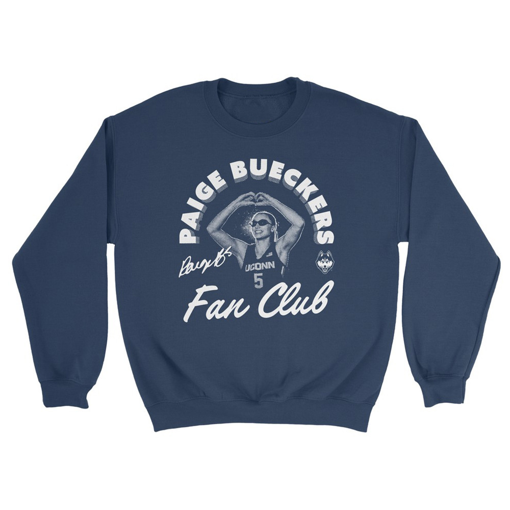 Paige Bueckers Merch Sweatshirt Uconn Paige Bueckers Fan Club Navy Crewneck Fan Merch