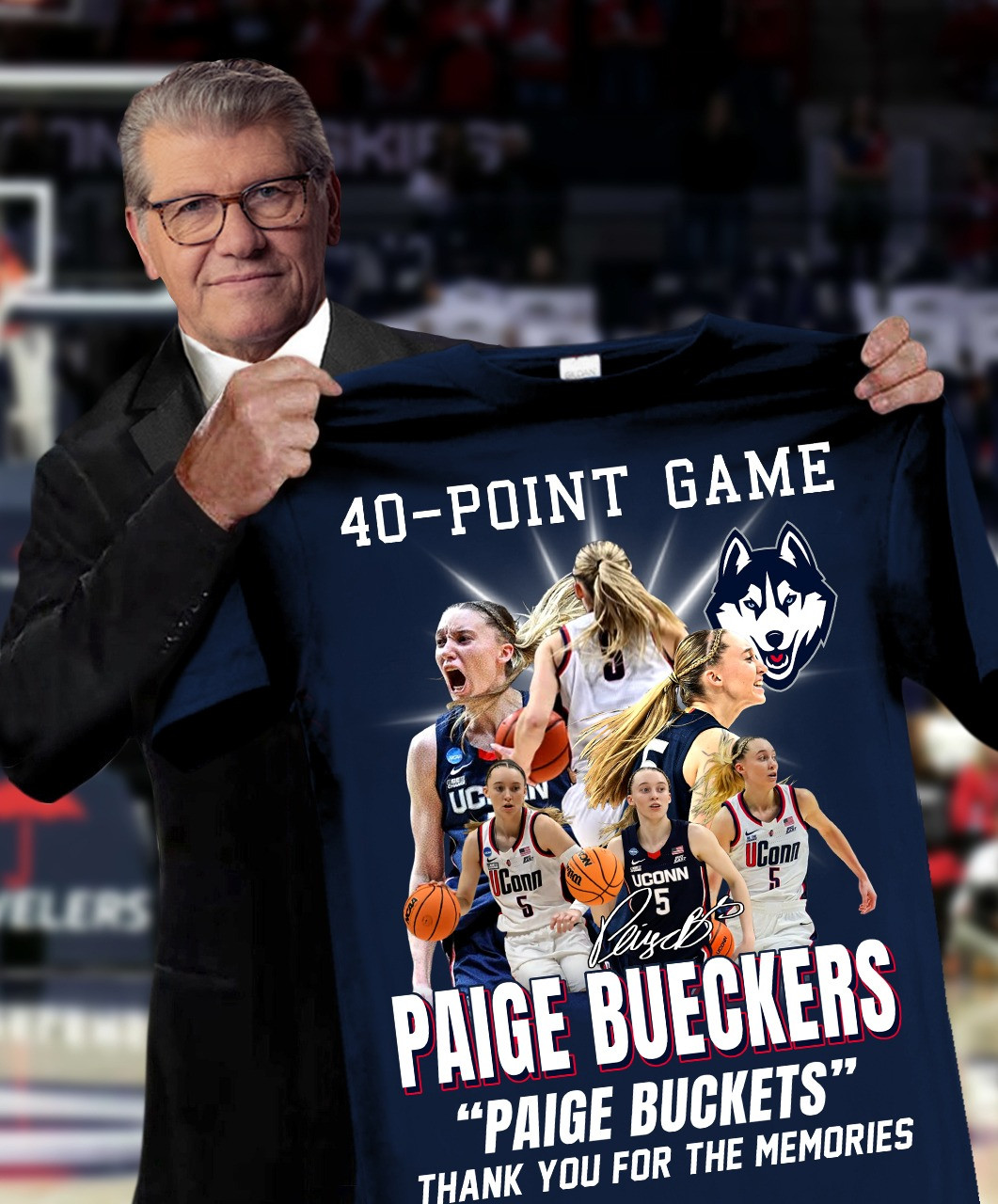 Paige Bueckers T-Shirt Paige Buckets 40-Point Game Thank You For The Memories Fan Gifts