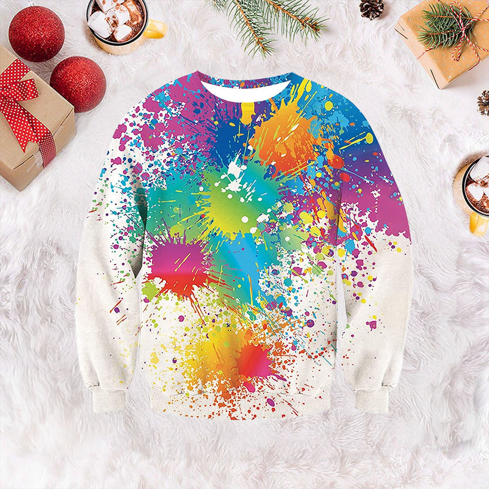 Paint Splatter Ugly Christmas Sweater Cute Ugly Sweater Gifts For Boyfriend